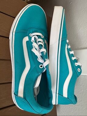 Vans Turquoise Canvas Low-Top Sneakers with White Accents
